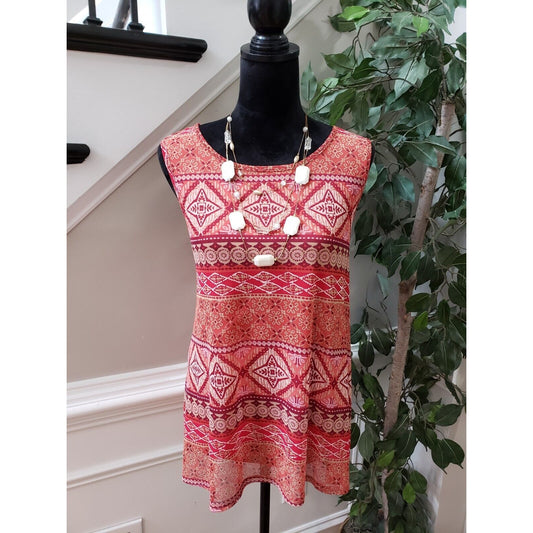 Como Blu Women's Multicolor Polyester Round Neck Sleeveless Top Blouse Size G/L
