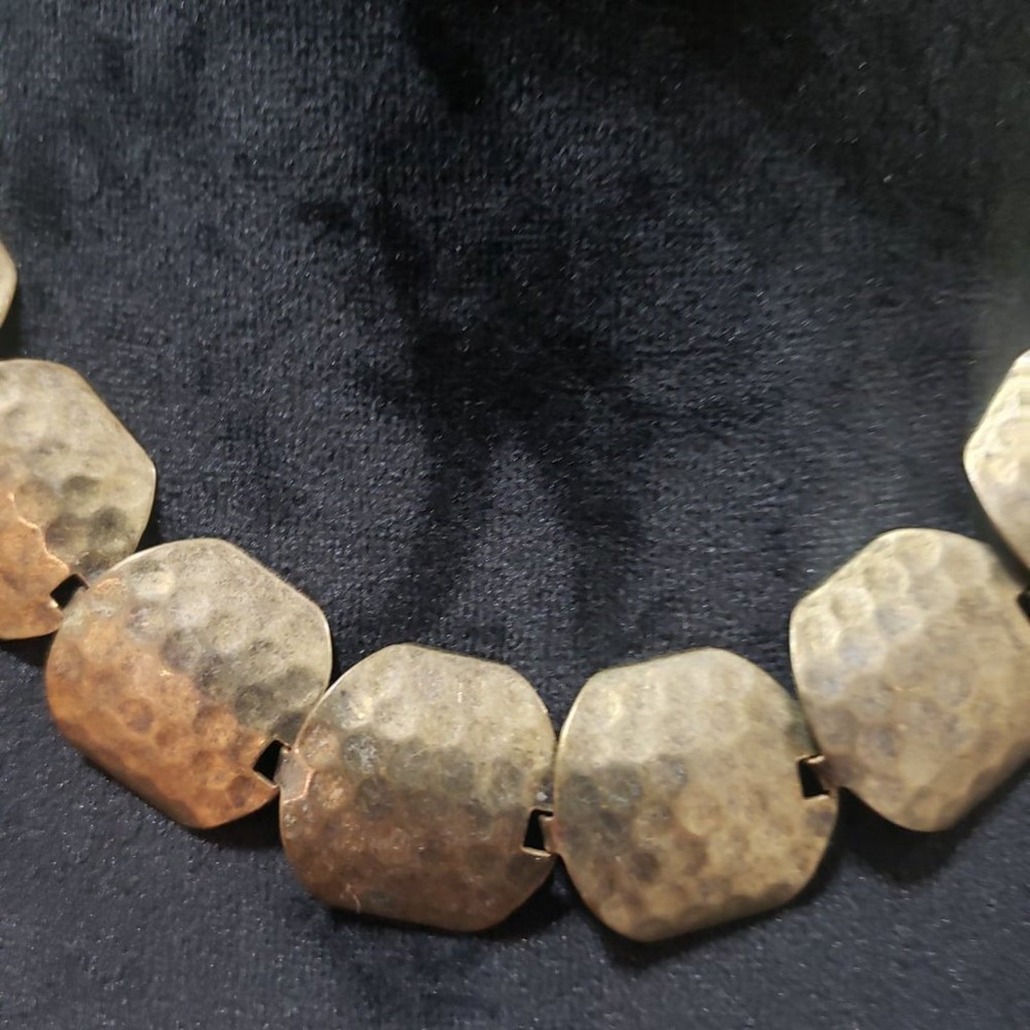 Womens Fashion Bronze Tone Curved Round Panel Choker Necklace w/ Lobster Clasp
