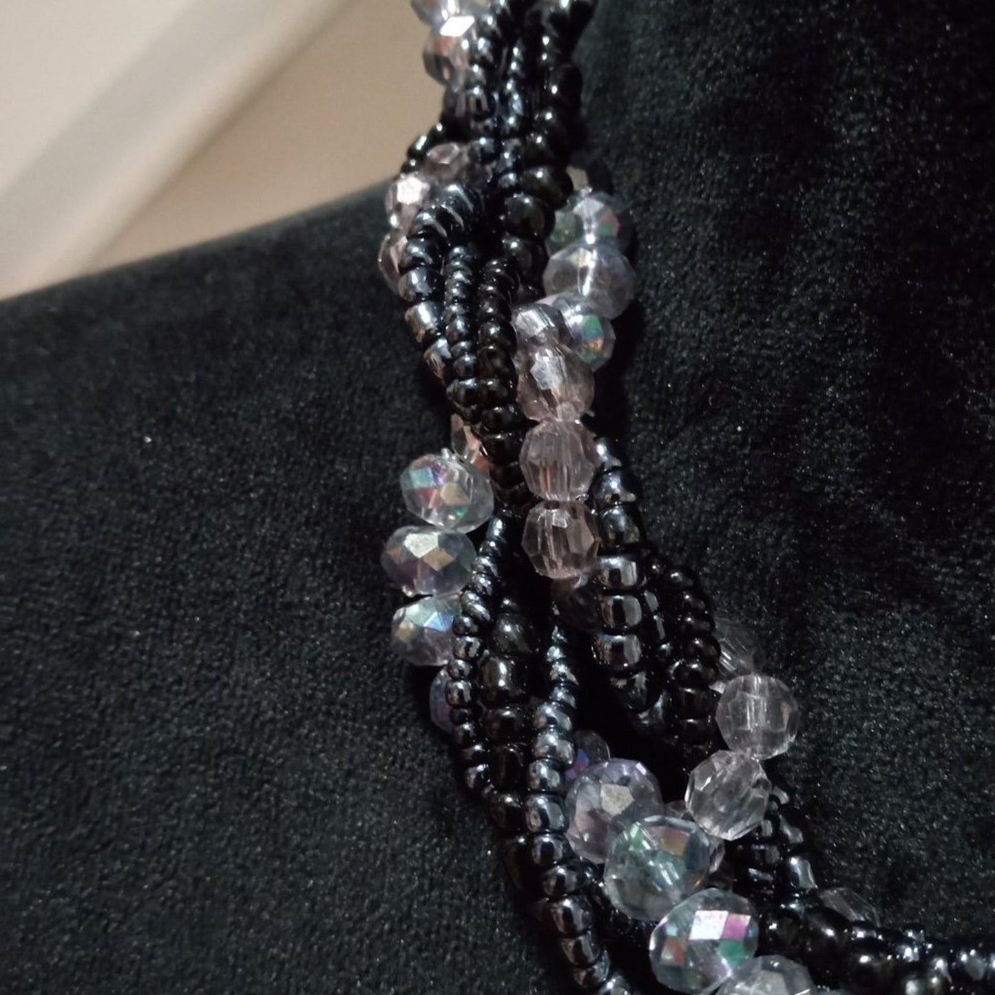 Womens Fashion Multi Strand Art Floral Beaded Choker Necklace with Lobster Clasp
