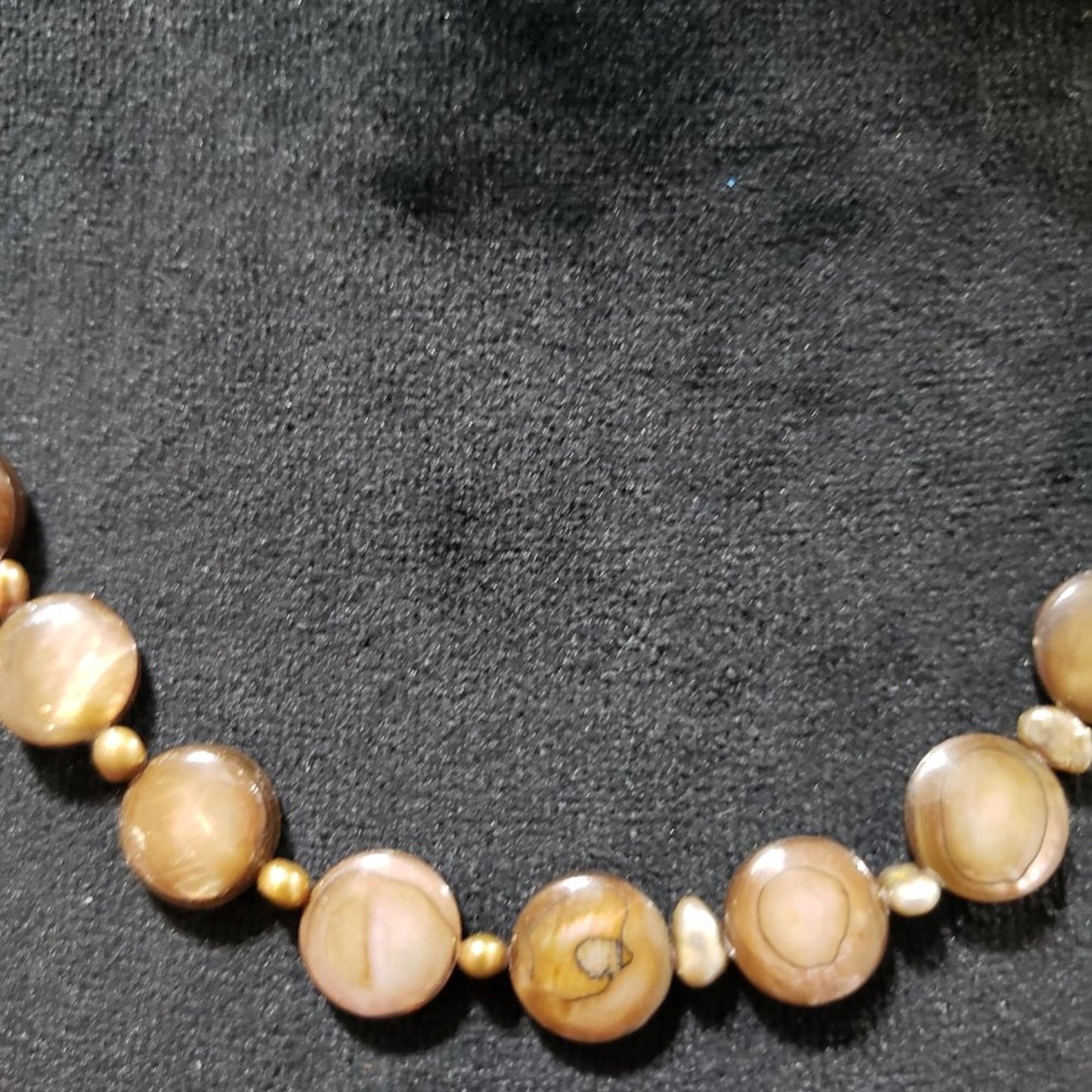Women's Round Shape Bead Vintage Monet Brown Tint Faux Pearl Necklace