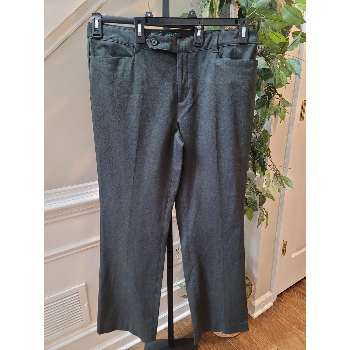 Lauren Ralph Lauren Adelle Dress Pants Women's SZ 14 Gray Straight Leg High Rise