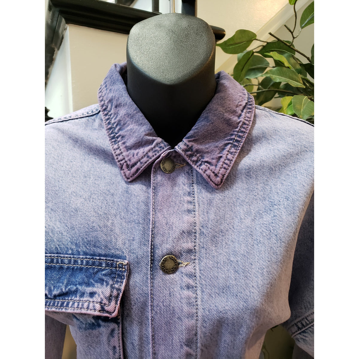 Nasty Gal Jumpsuit Womens Size 6 Blue Denim Pocket Detail Acid Wash Button Front