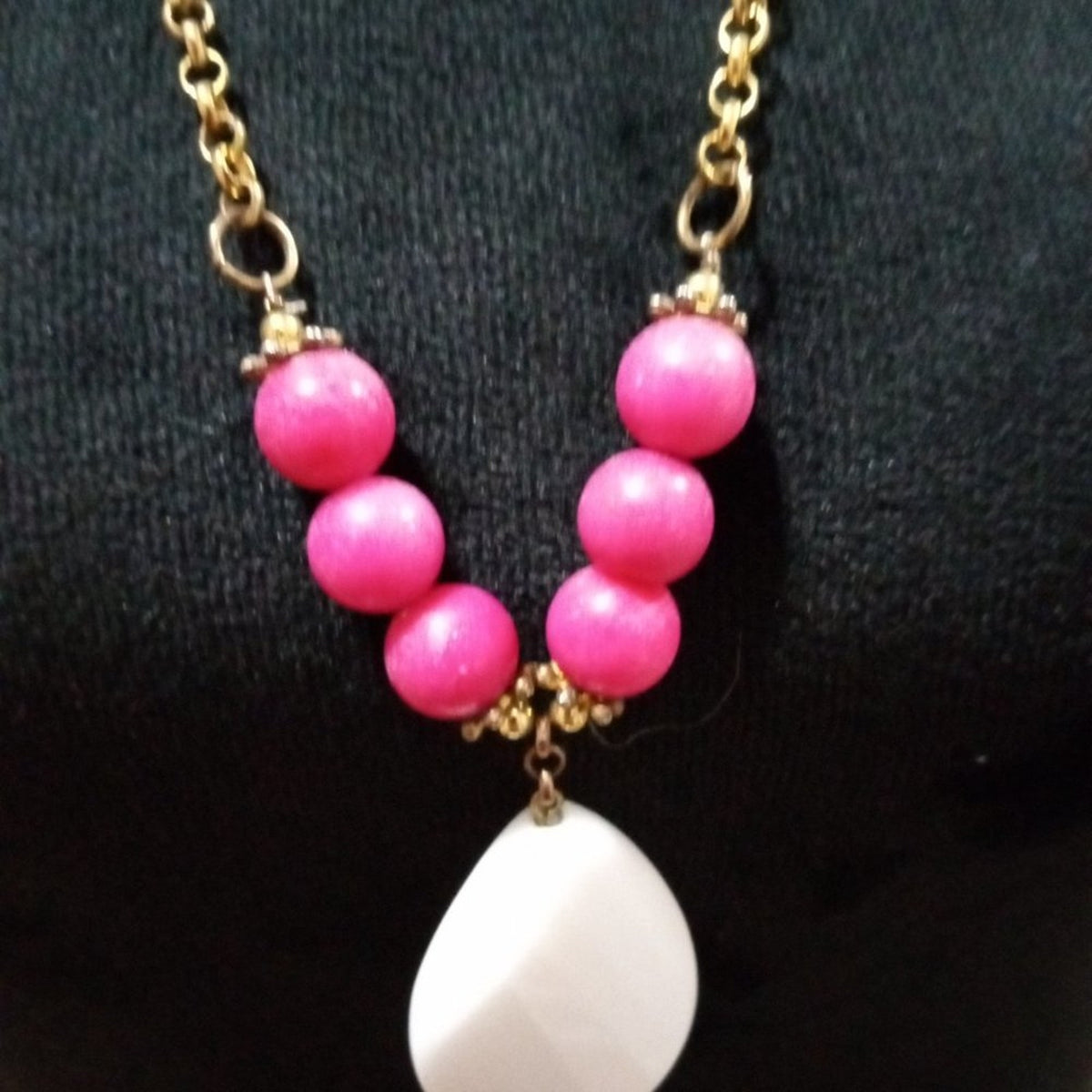 Womens Fashion Chunky Freshwater Pearl Pendant Beaded Necklace w/ Lobster Clasp