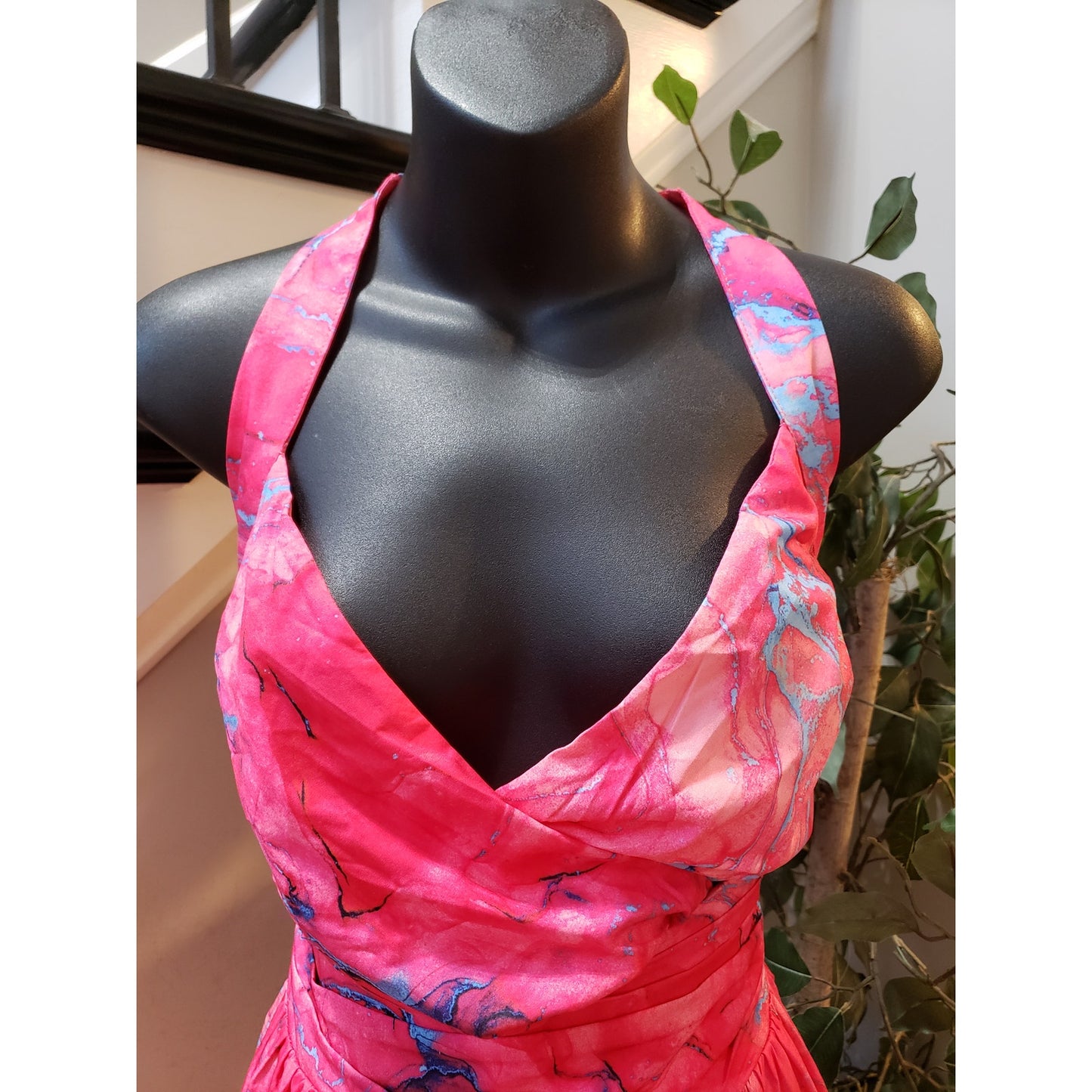 Fashion Nova Callie Maxi Dress Womens 2X Pink Empire Waist Pleated Cross Back