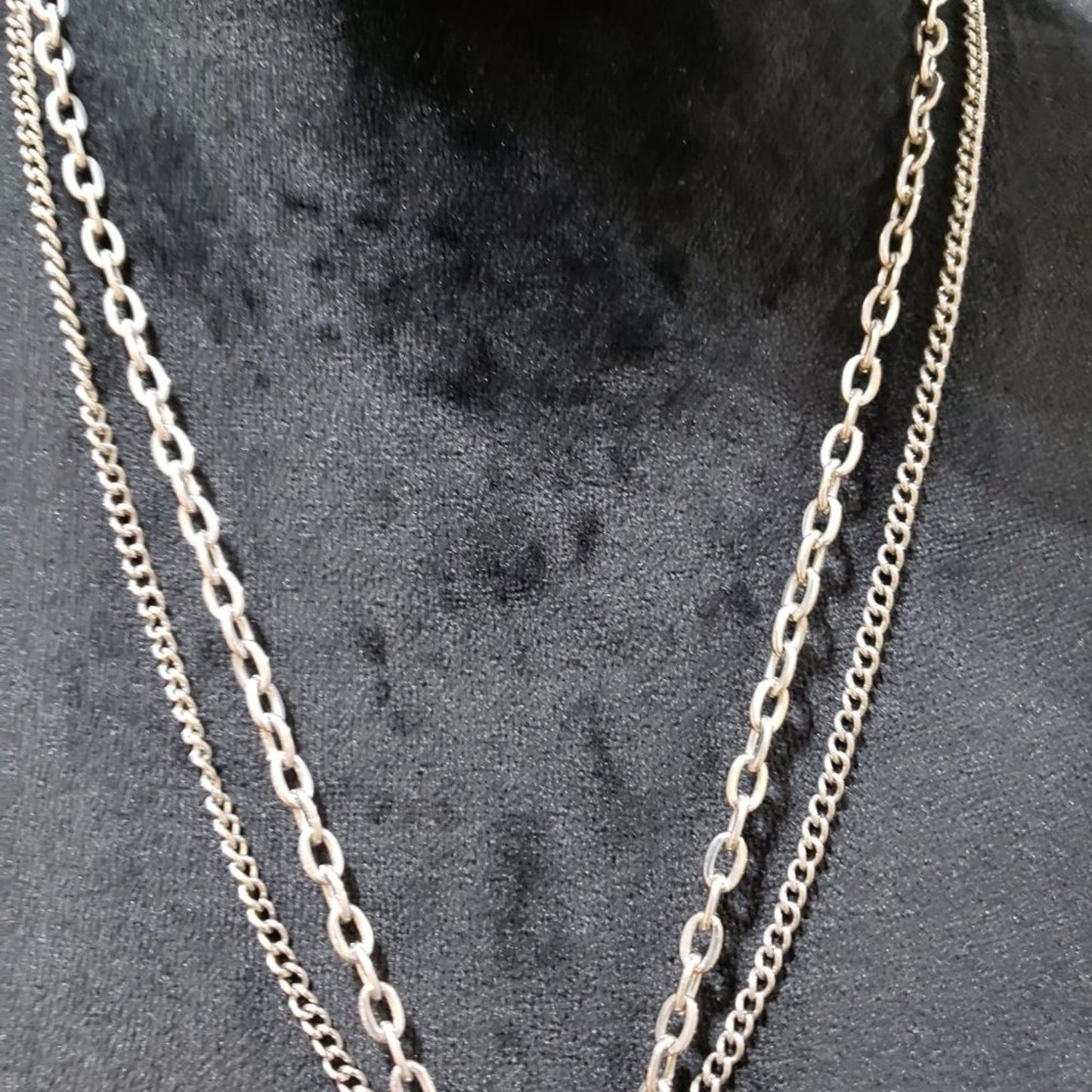 Vintage Silver Chain Brooch Pendant Fringe Pearl Turquoise Necklace