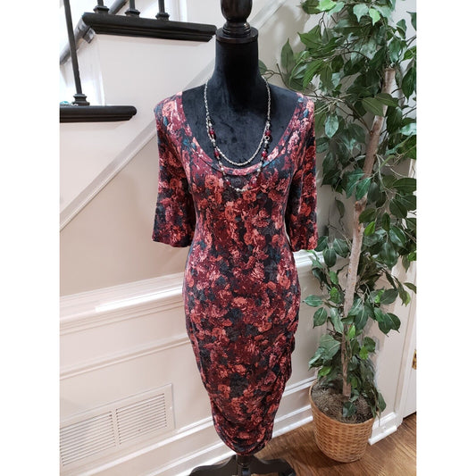 Motherhood Womens Multicolor Floral Scoop Neck Short Sleeve Knee Length Dress XL