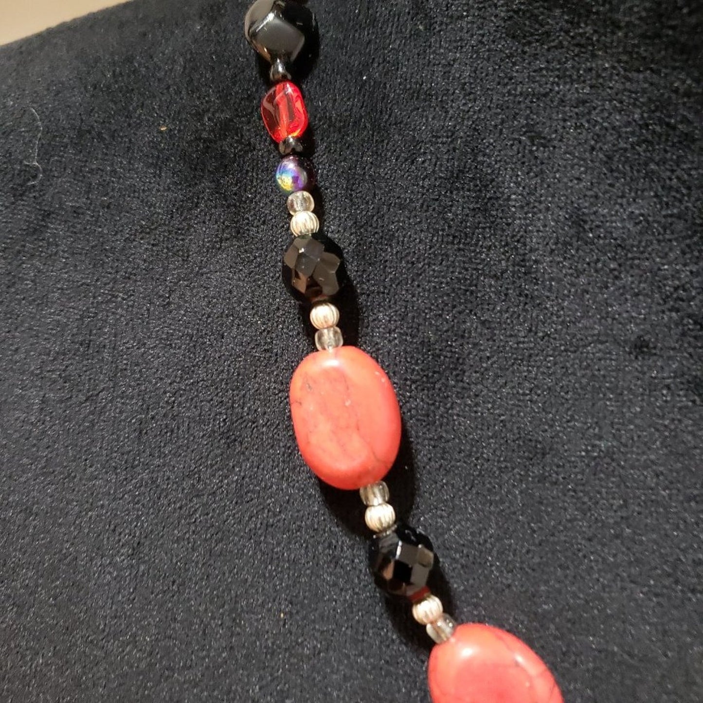 Womens Fashion Multicolor Round Moulded Beaded Collar Necklace w/ Lobster Clasp