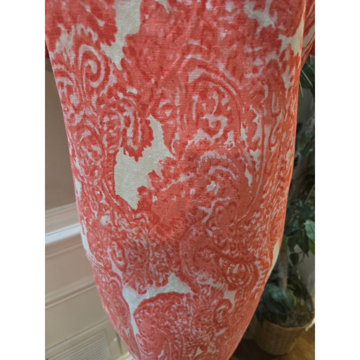 Grace Elements Shift Dress Women's SZ XL Coral Pink Paisley Back keyhole Pockets