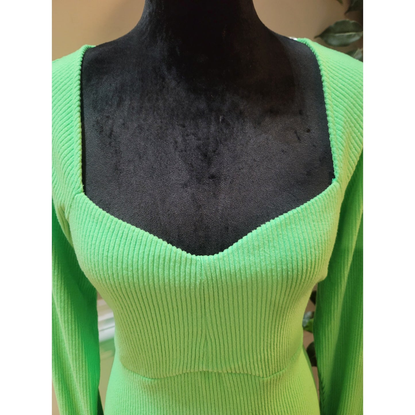 Isabel by Ingrid Isabel Sweater Women's XL Green Ribbed V-Neck Long Sleeve Knit