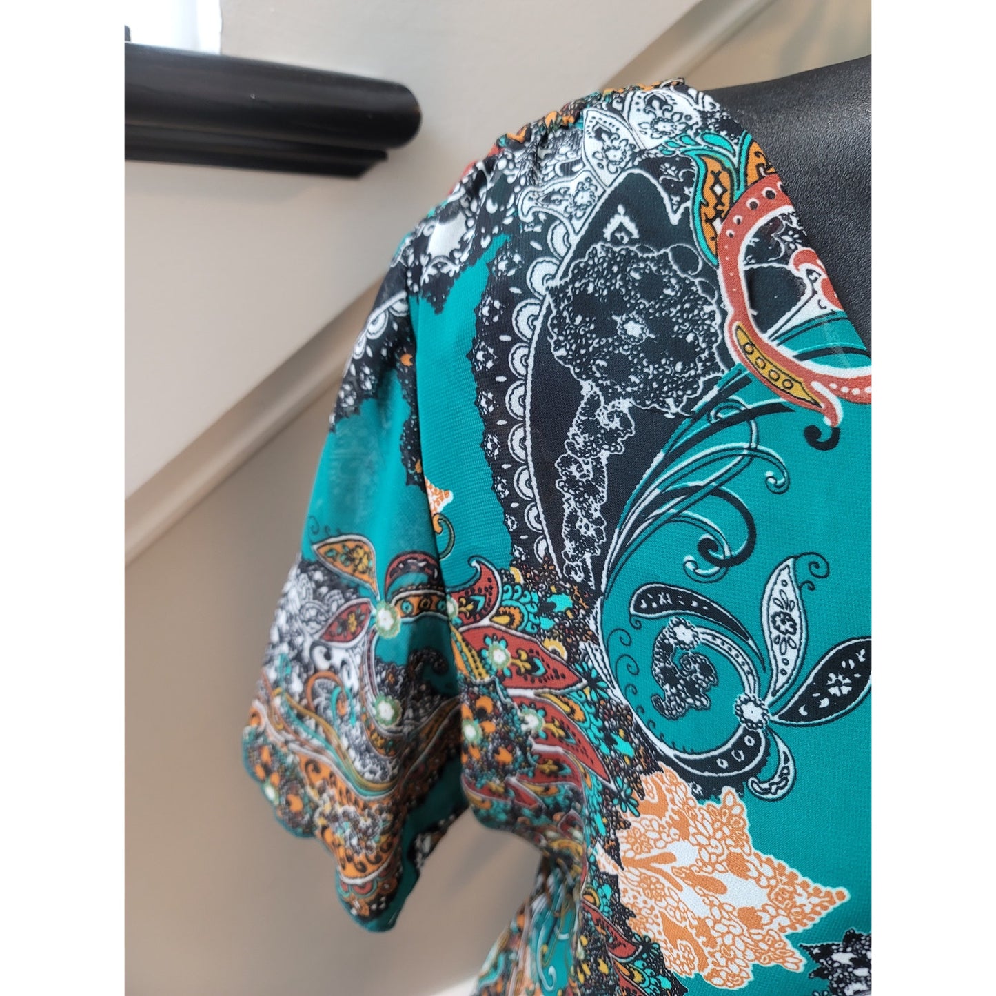 Sweet Storm Dress Womens Medium Teal Multicolor Paisley Boho Casual Lightweight