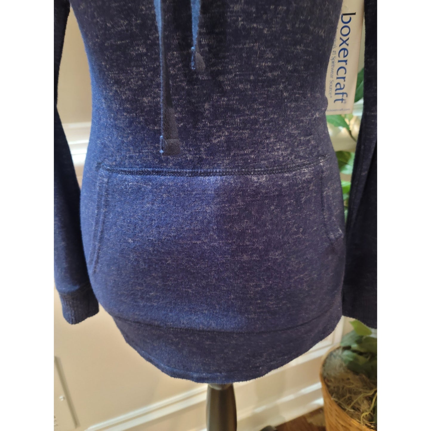 Boxercraft Pullover Hoodie Women XS Blue Long Sleeve Cowl Neck Pocket Lounge