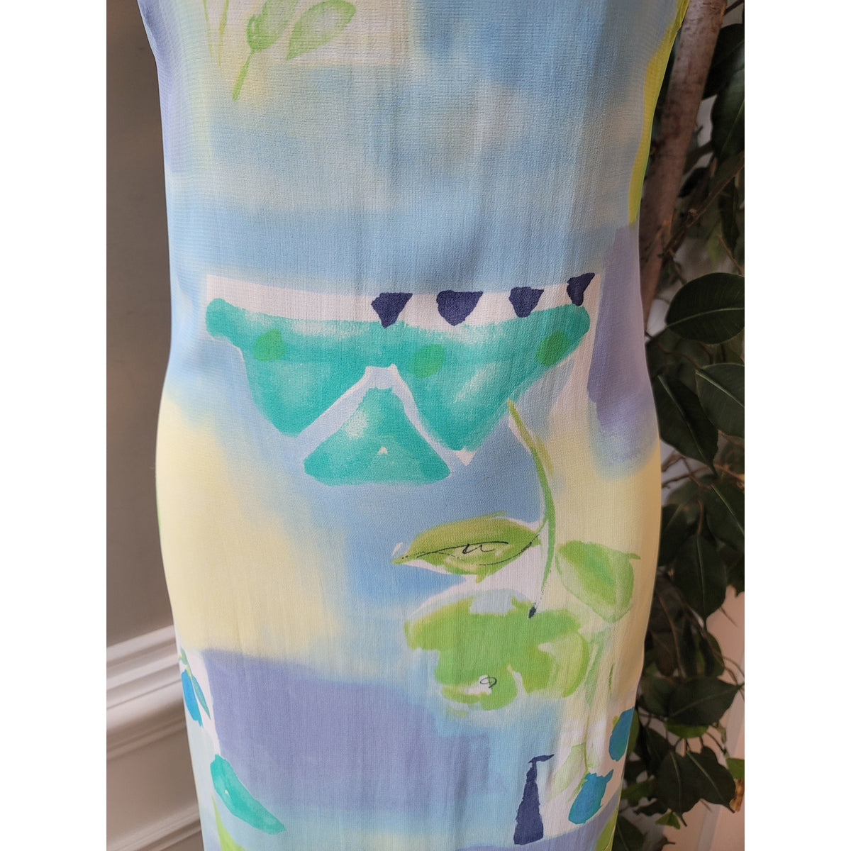 RJ Collection Dress Womens 14 Multicolor Sleeveless Long USA Made Floral