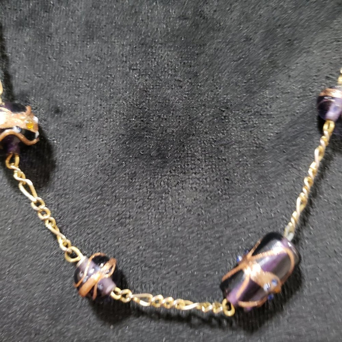 Womens Black Faceted Bead Gold Tone Chain Collar Necklace with Lobster Clasp