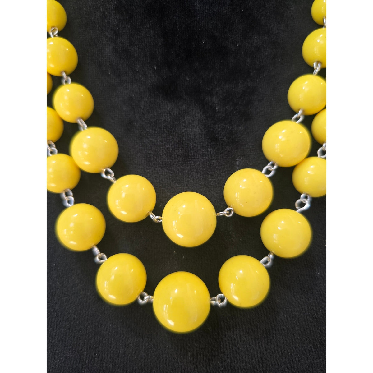 Yellow Beaded Double Strand Chunky Statement Necklace