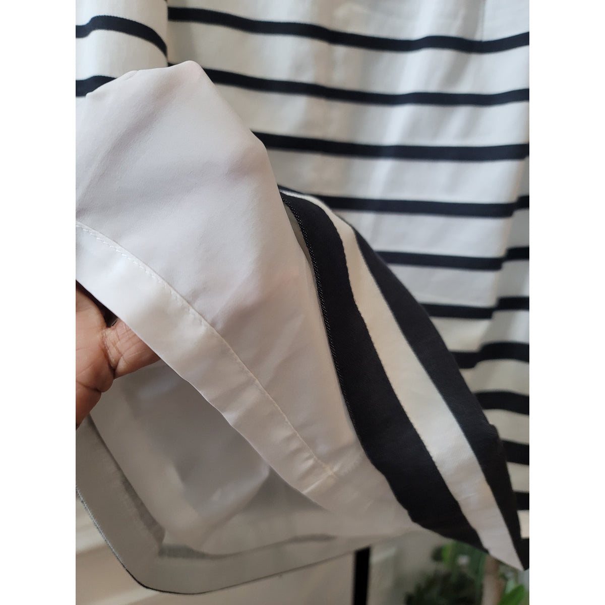White House Black Market A-Line Skirt White/Black Womens SZ 8 Striped Belted Bow