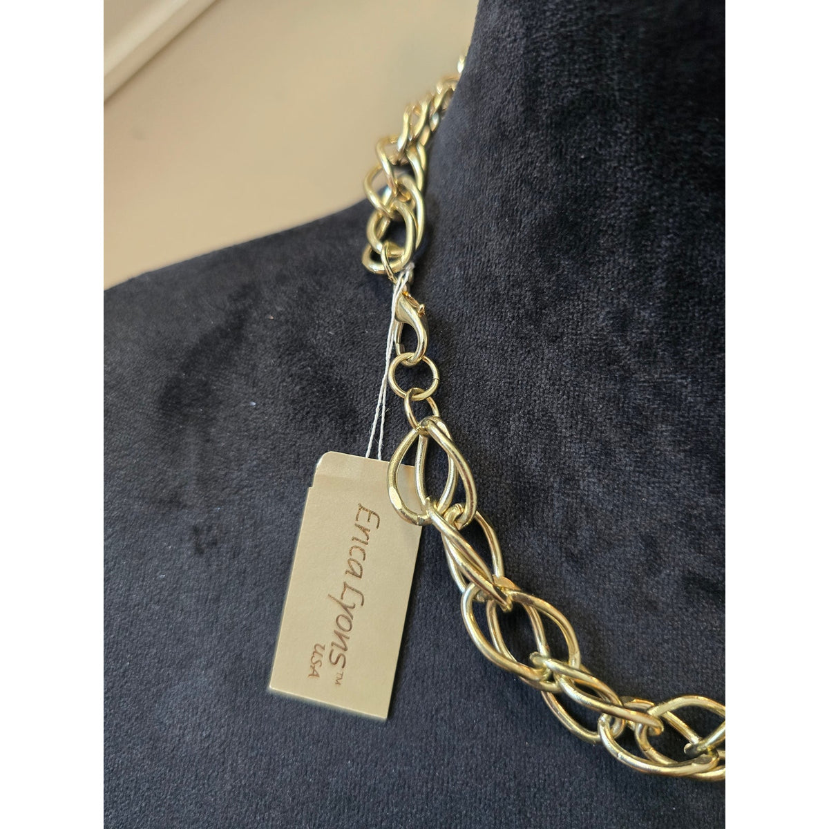 Erica Lyons Gold Tone Layered Tassel Chain Statement Necklace Jewelry for Womens