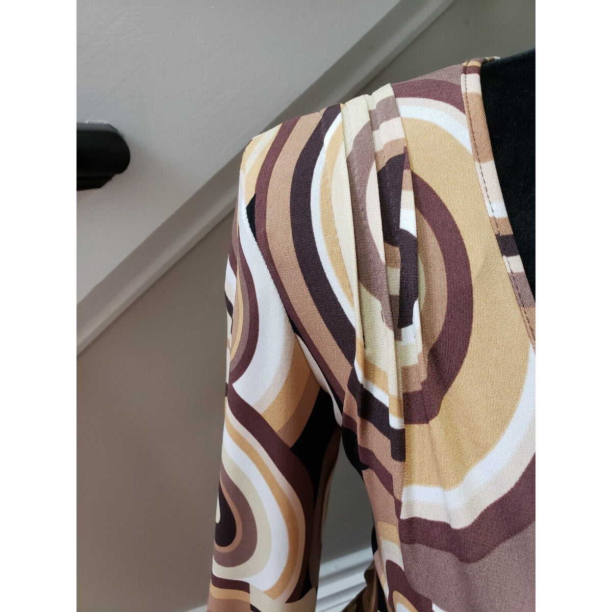 Bisou Bisou Women's Multicolor Polyester Wrap 3/4 Sleeve Knee Length Dress 8