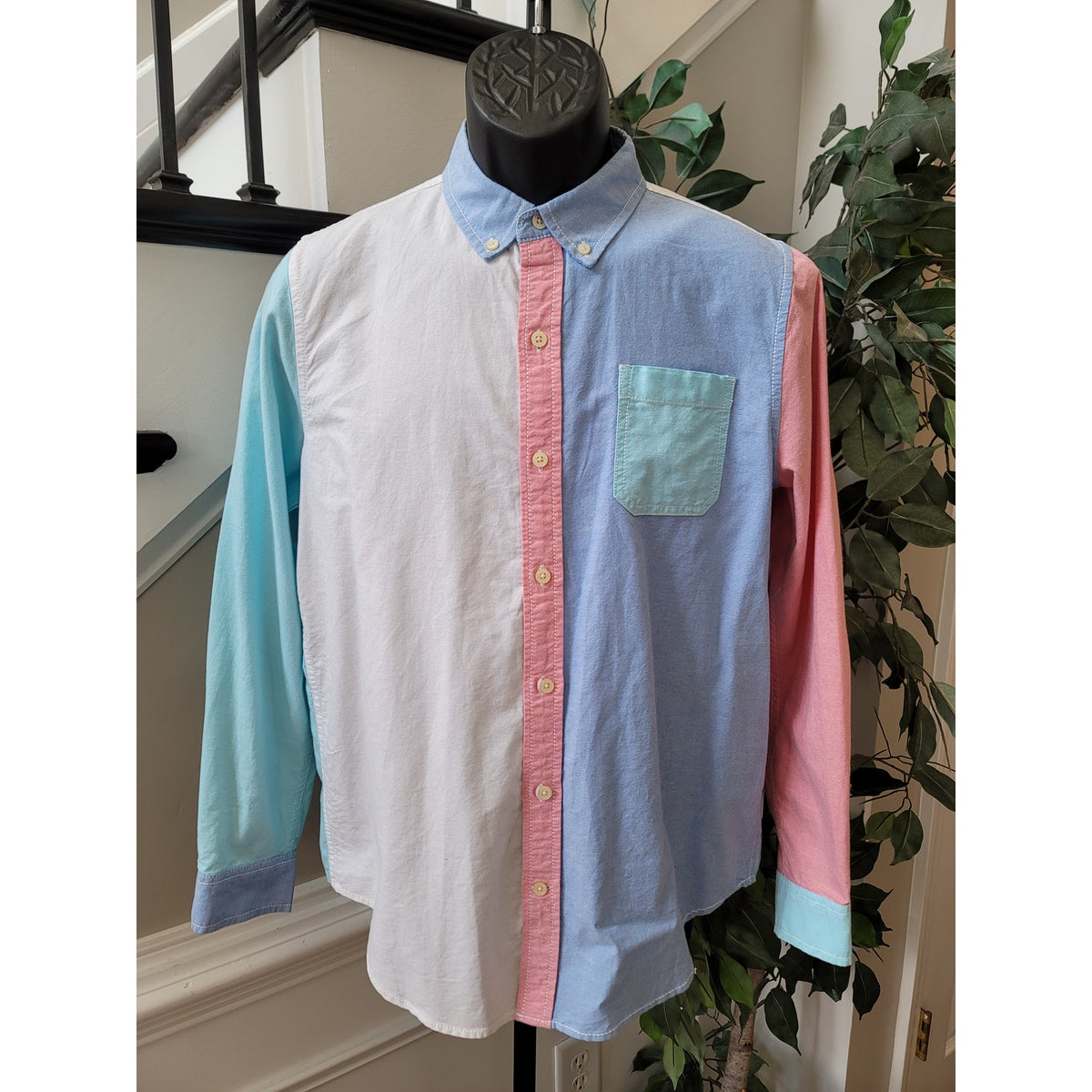 Arizona Jean Co. Button Down Shirt Men's XL Multicolor 100% Cotton Panel Design