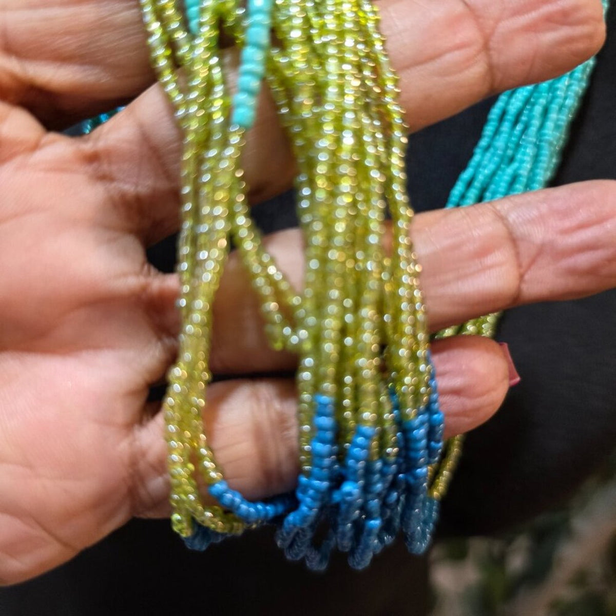 Women Fashion Multicolor Seed Beads Multiple Layered Necklace with Lobster Clasp