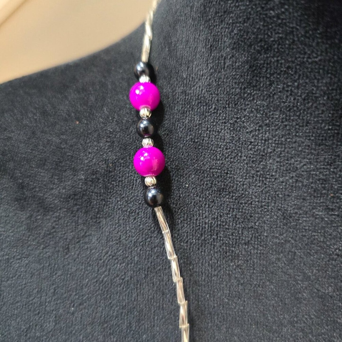 Womens Fashion Purple Black Pearl Crystal Necklace Jewelry with Lobster Clasp