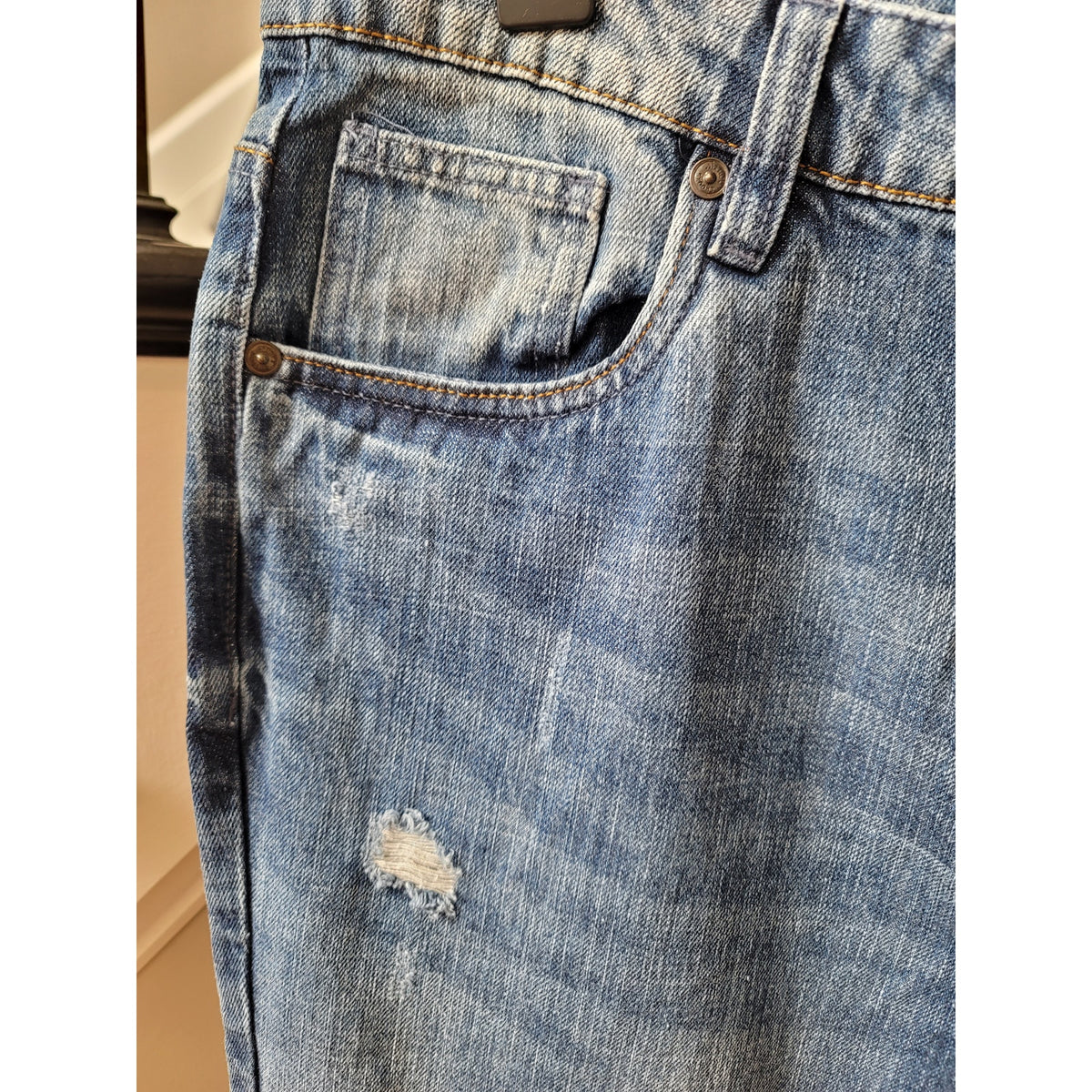 Crooks & Castles Distressed Jeans Men's 34/32 Light Blue 100% Cotton Straight
