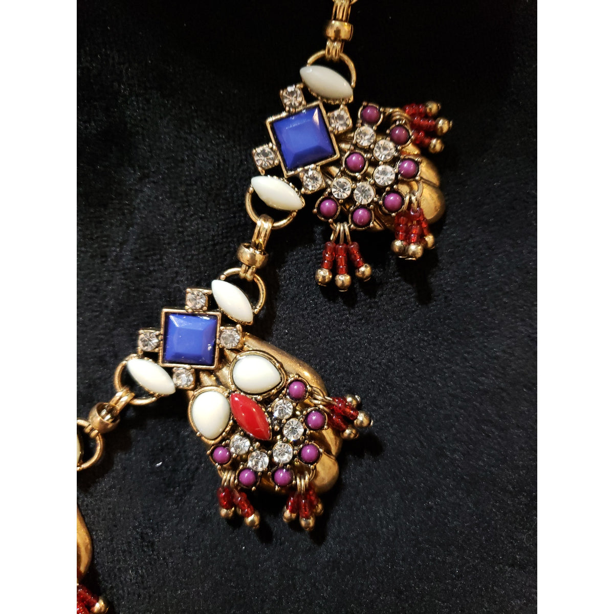 Vintage Tribal Chunky Beaded Movable Tassel Egyptian Style Necklace