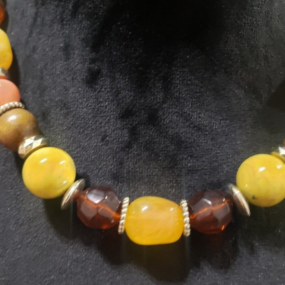 Women Multicolor Graduated Chunky Marble Pattern Beads Necklace Lobster Clasp