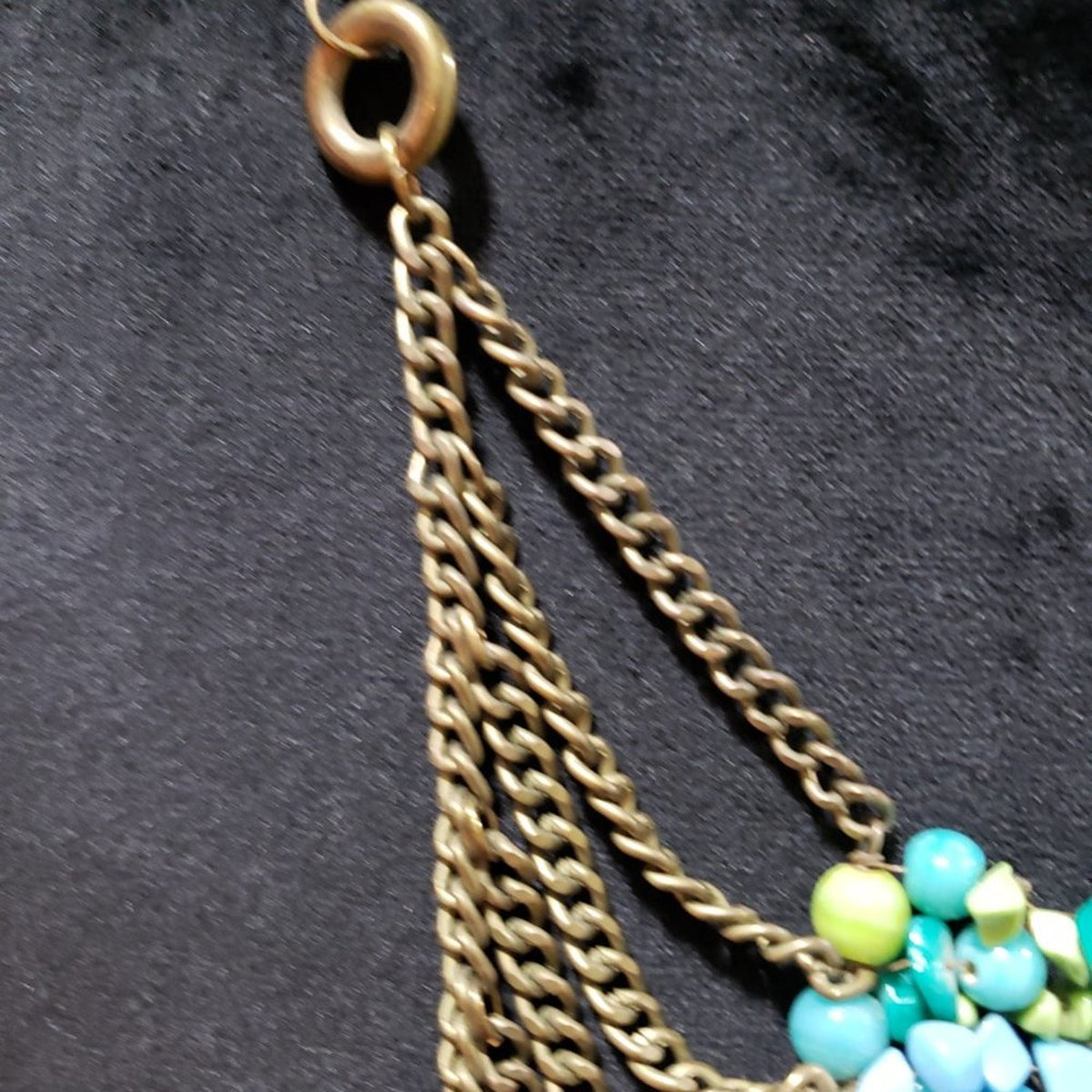 India Womens Turquoise & Gold Multi Strand Maldives Necklace with Lobster Clasp