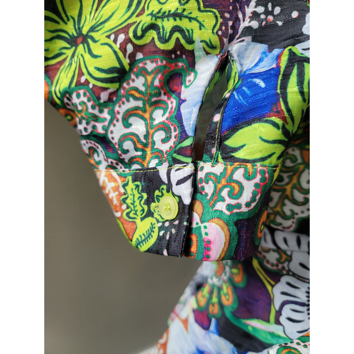 Kosmios Shirt Women's Large Multicolor Puff Sleeve Peplum Top High Low