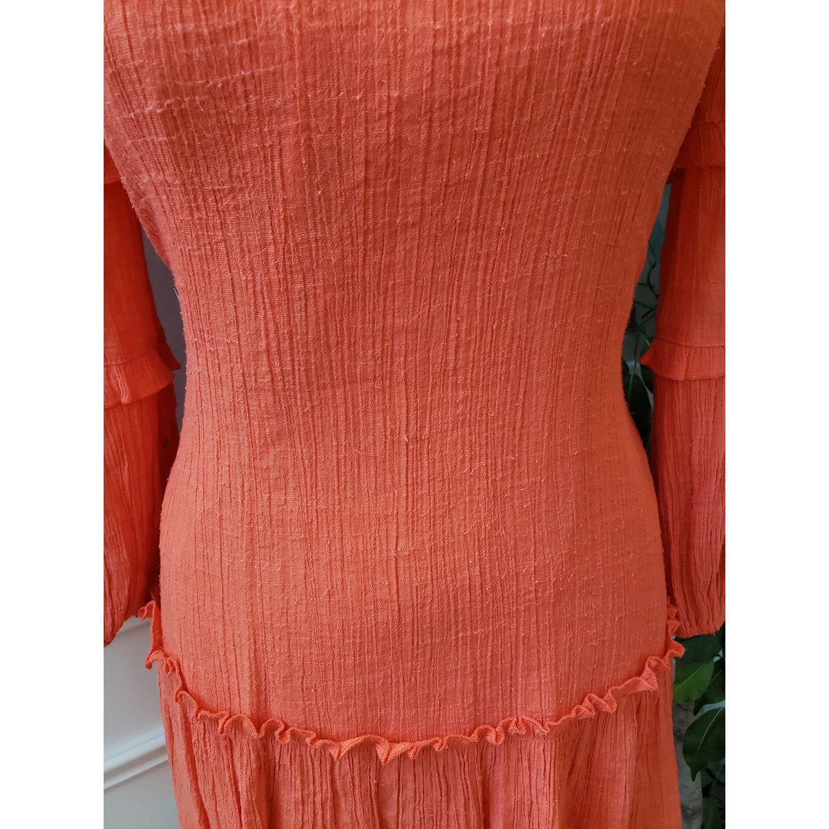 Harper 241 A-Line Dress Womens Small Coral Balloon Sleeve Frill Hem Lined