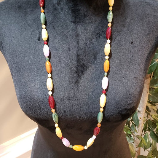 Womens Multicolor Mixed Agate Gemstone Necklace Jewelry with Lobster Clasp