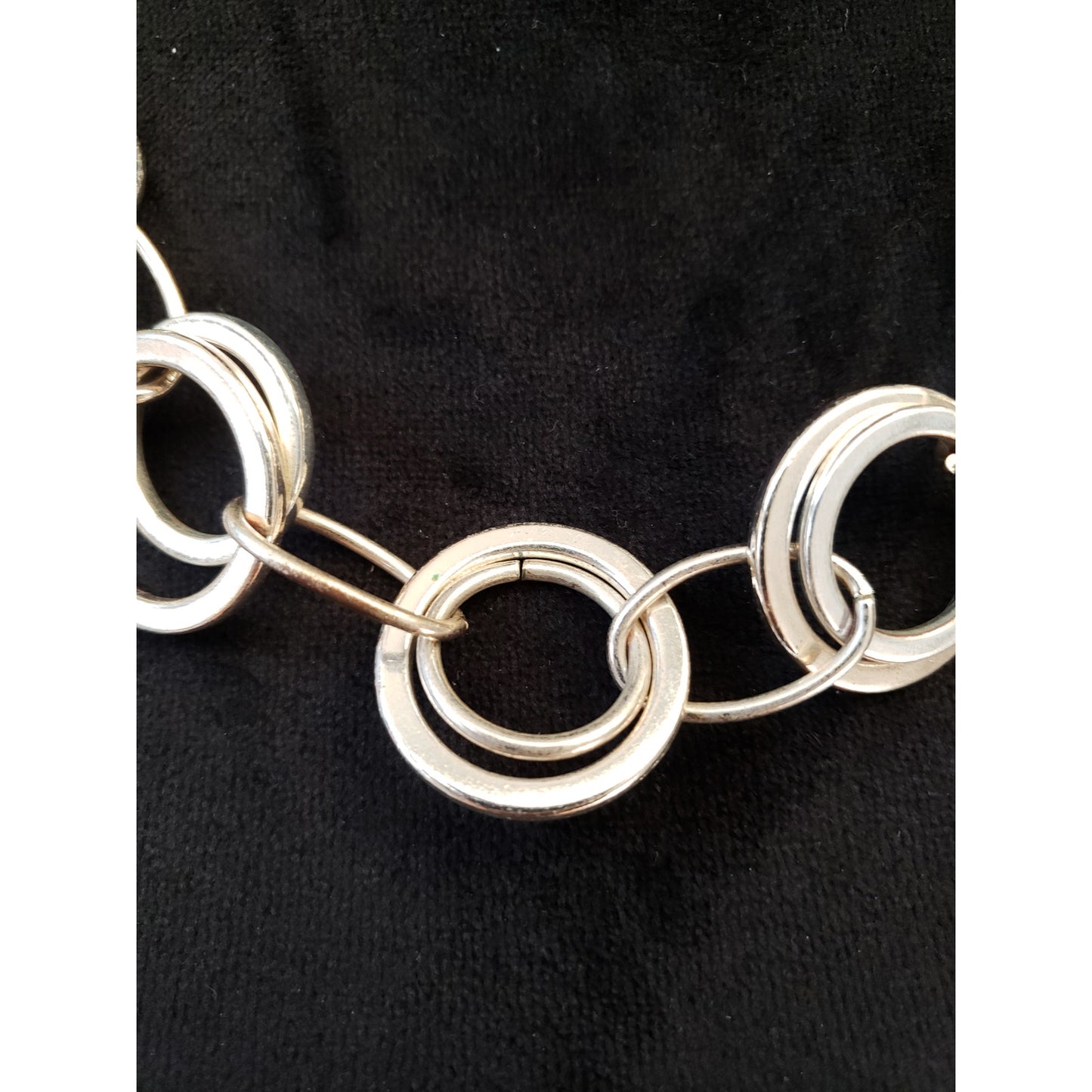 Women Silver Tone Large Circle Link Statement Necklace Chunky Fashion Jewelry