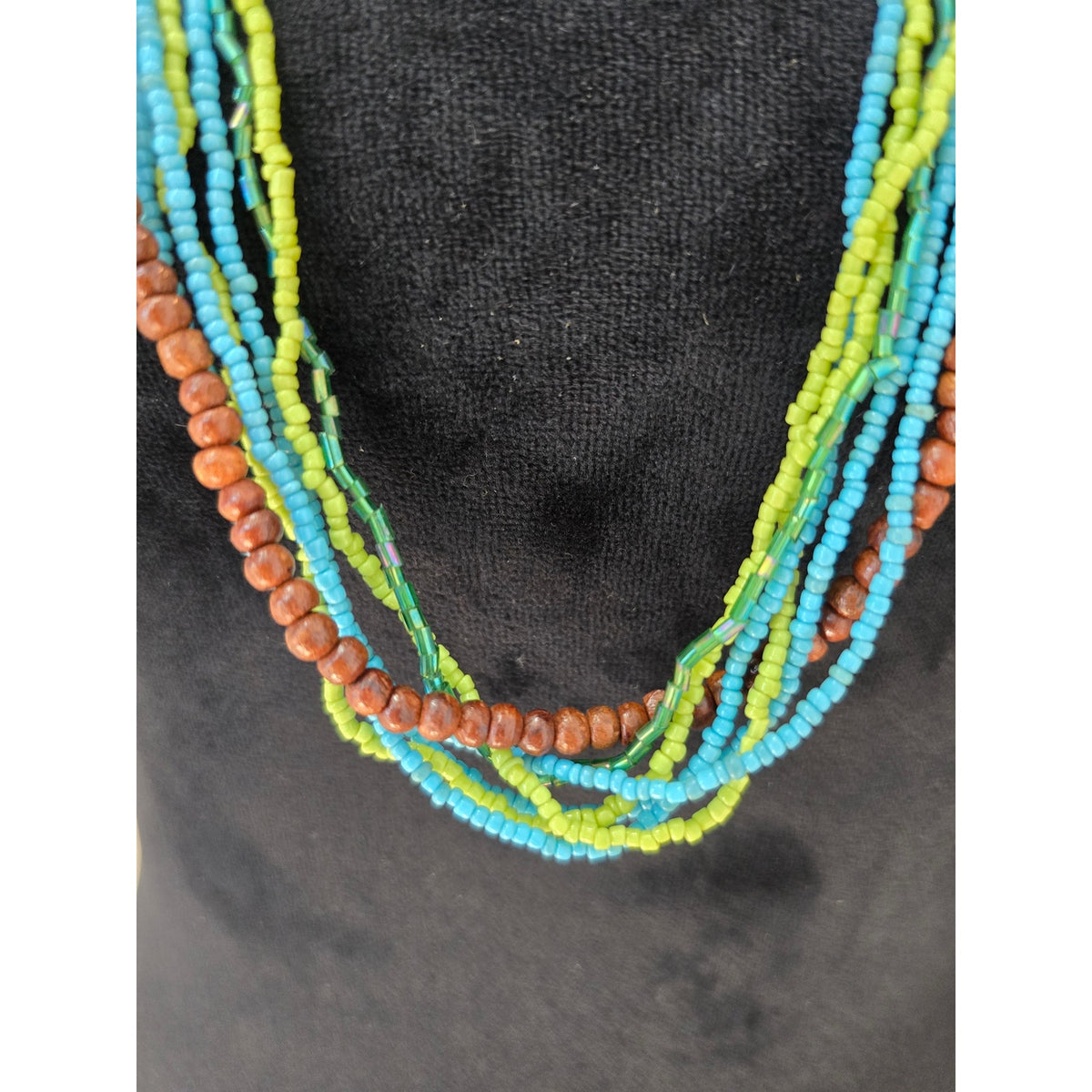 Colorful Multi Strand Seed Bead Long Layered Boho Necklace