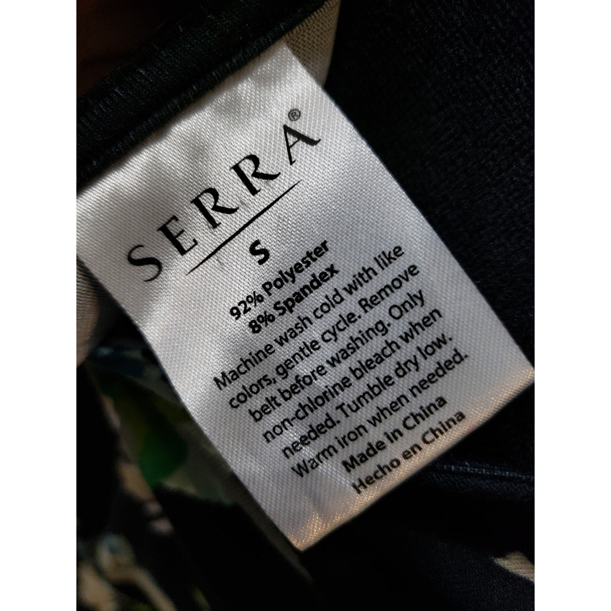 Serra Dress Women S Black Floral Wrap Belted Polyester Spandex V-Neck