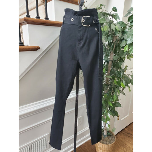 Faishon Nova Women's Black Cotton High Rise Skinny Legs Casual Pant Size 16