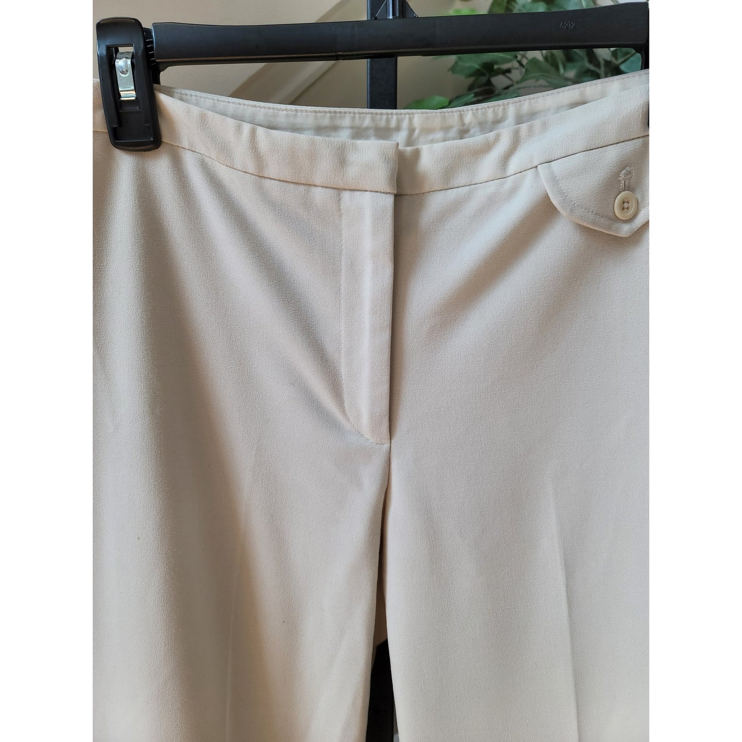 Express Trousers Women's Size 5/6 White Stretch Button Cuffed Flat Front