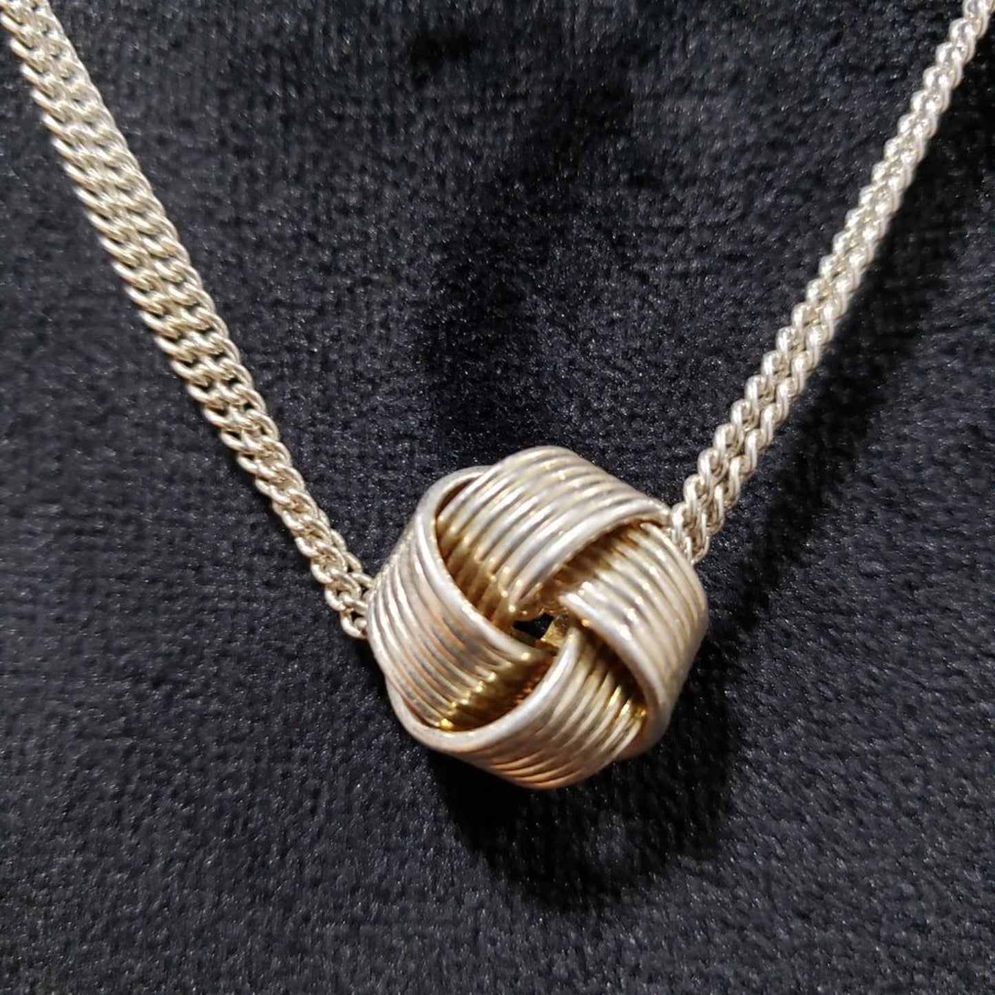 Womens Fashion Gold Tone Twisted Love Knot Pendant Necklace with Lobster Clasp