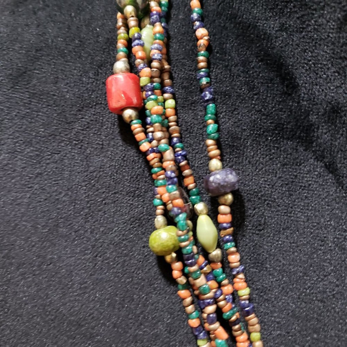 Womens Fashion Multicolor Resin Bone Beads Long Collar Necklace with Pearl Clasp