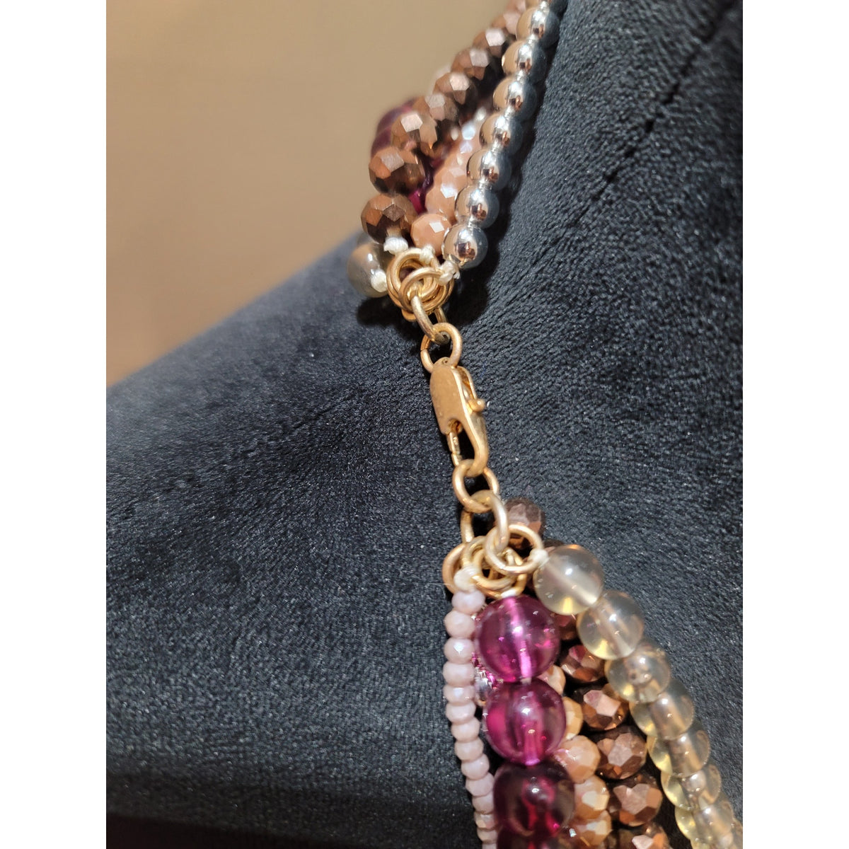 Women's Multi Strand Beaded Necklace With Lobster Clasp Glass Crystal Pearl