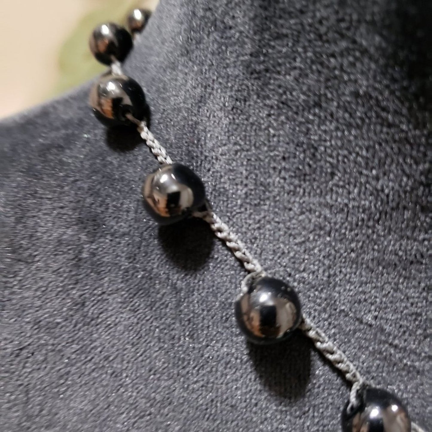 Womens Fashion Black Turquoise Round Beads Gemstones Collar Necklace Jewelry