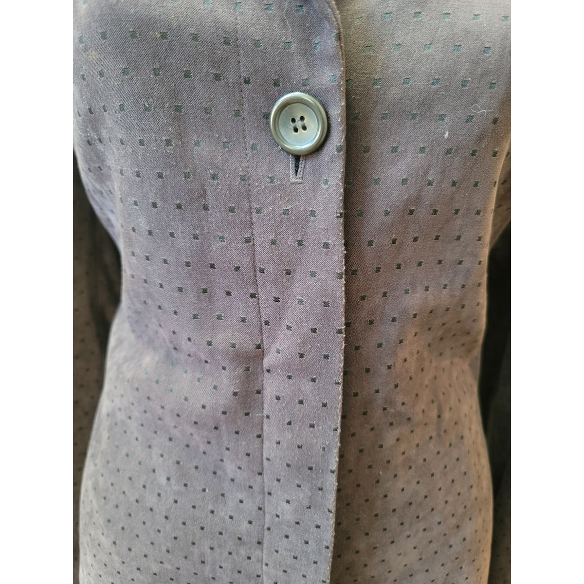 Le Suit Skirt Set Women's SZ 10 Brown Pin-Dot Fully Lined Back Slit long Sleeve