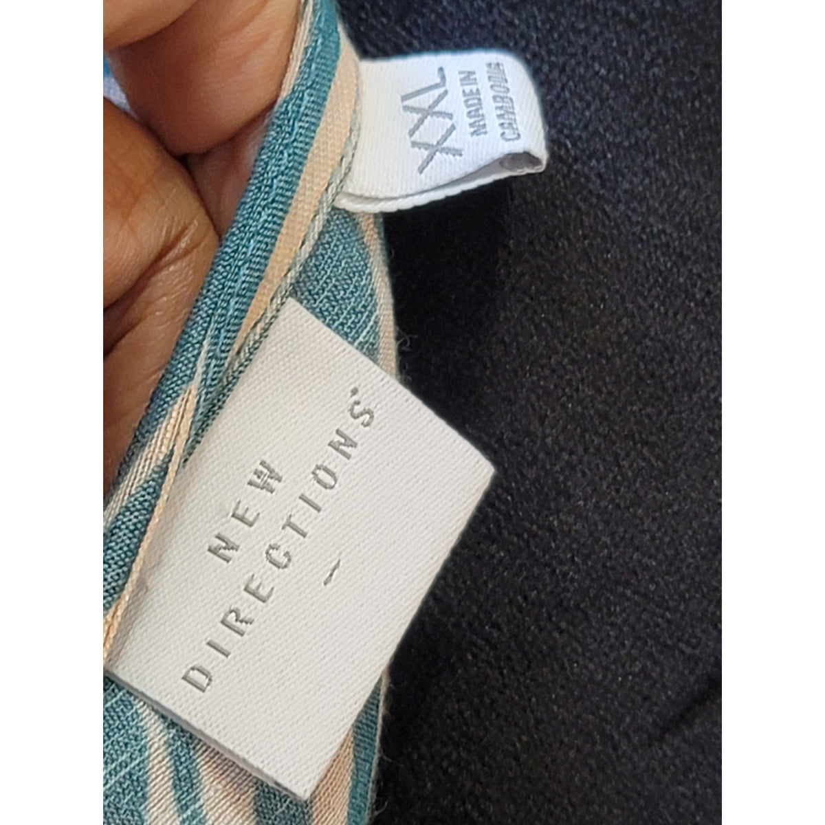 New Directions Blouse 2XL Teal Peach Zebra Ruffle Trim V-Neck Balloon Sleeve