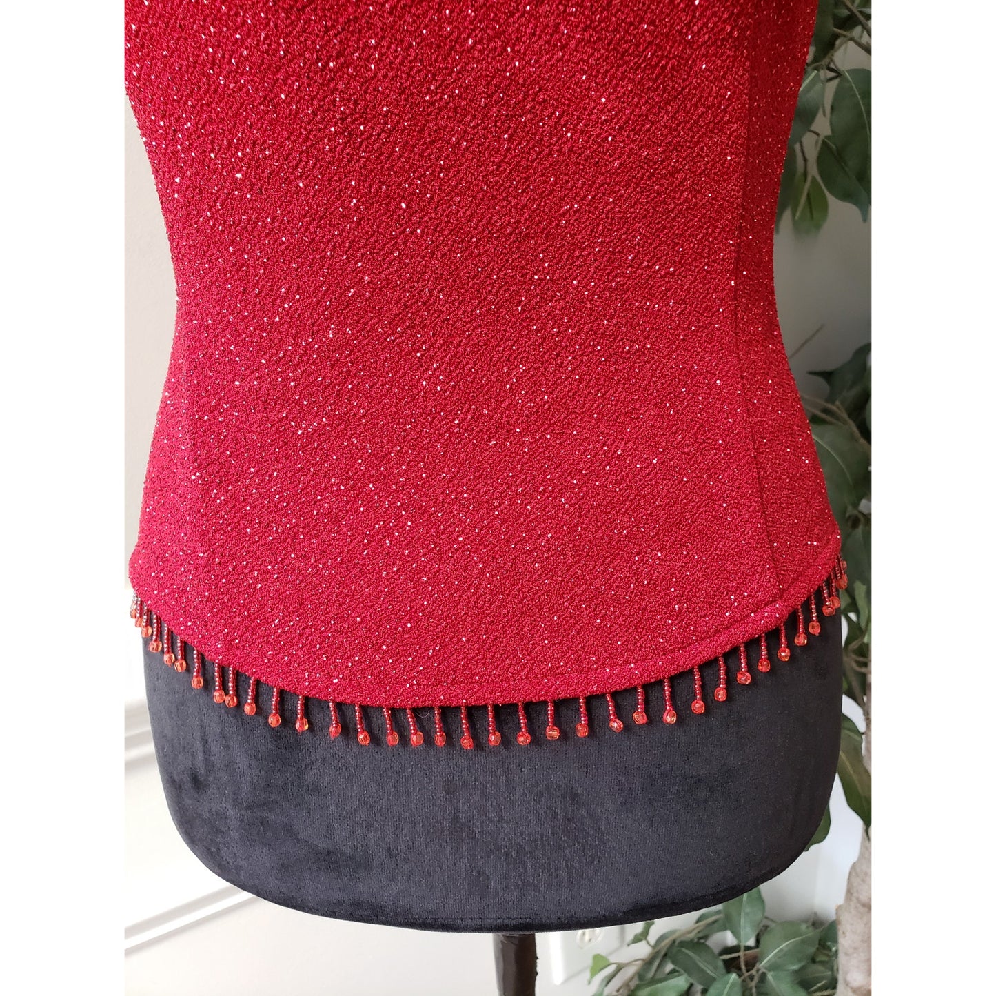 Dressbarn Cardigan Sweater Set Medium Red Sparkle Layer Shimmer Long Sleeve