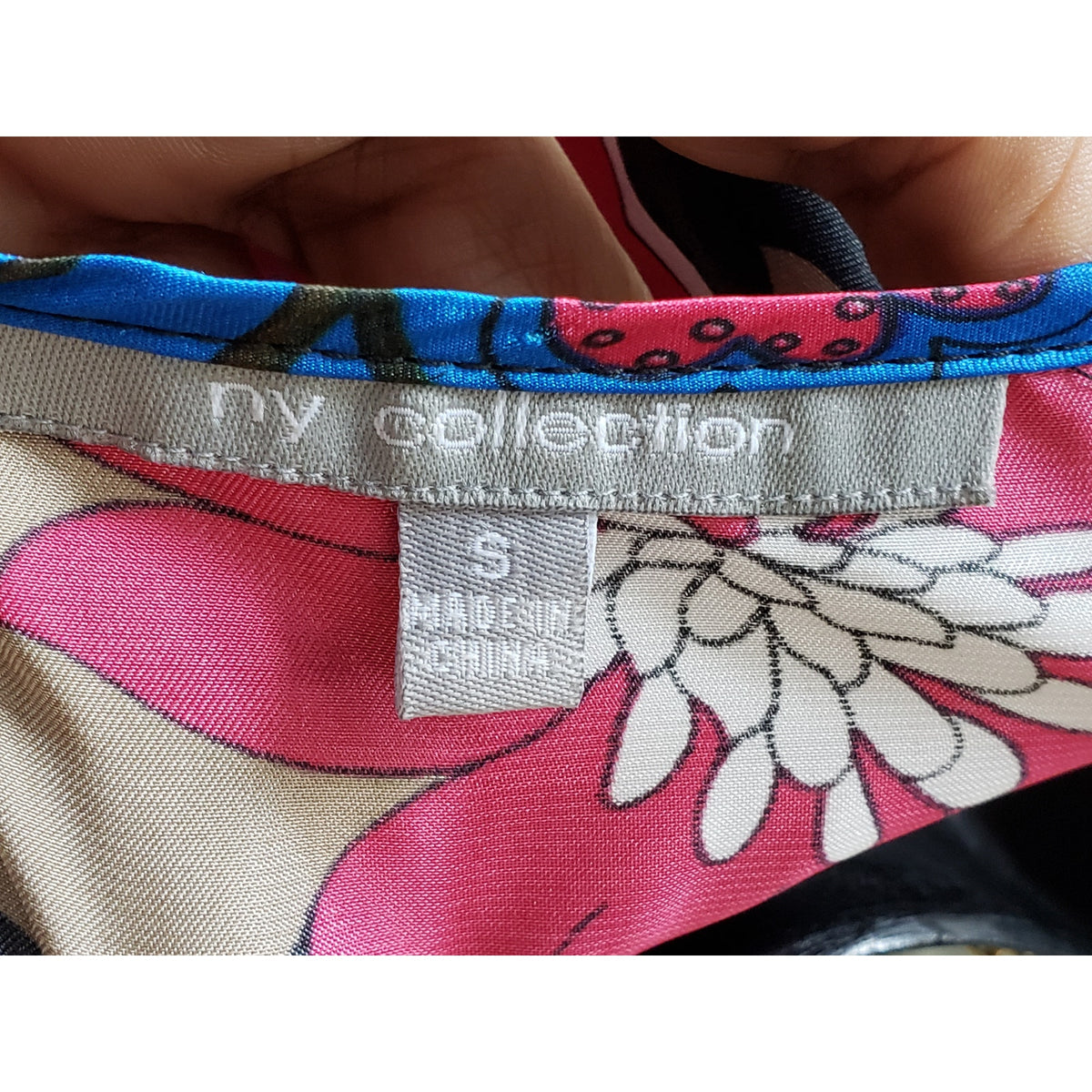 NY Collection A Line Dress Women Small Multi Floral Surplice Neck Tie Waist