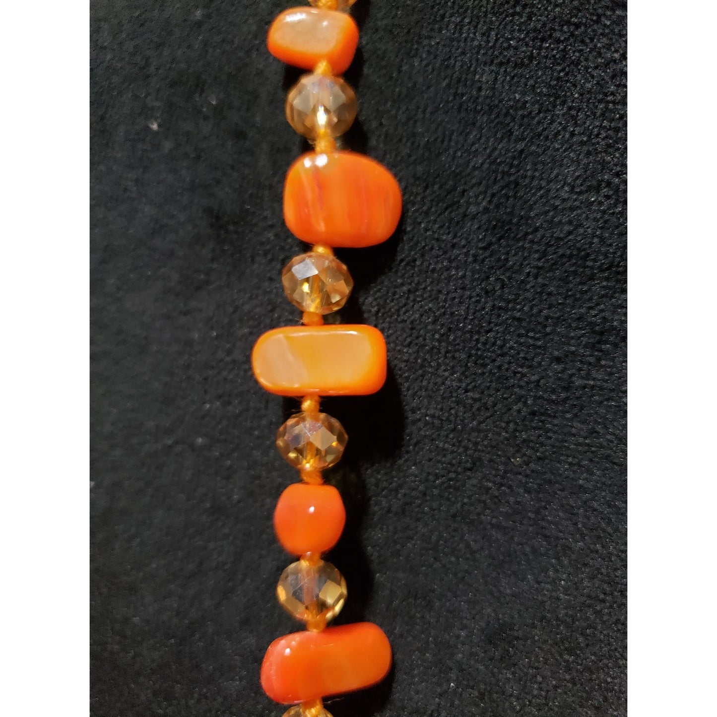 Women Fashion Coral Stones Faceted Glass Beads Long Necklace Jewelry w/ Earrings