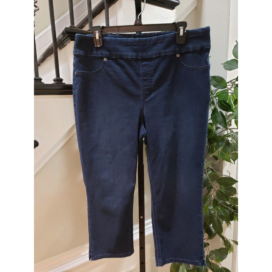 Chico's Womens Blue Solid Cotton Perfect Stretch Soft Jegging Capri Jeans XS