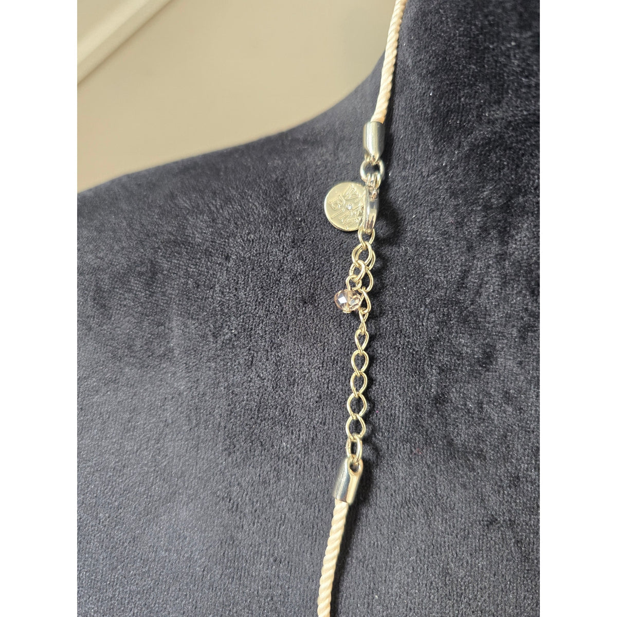 White House Black Market Gold Tone Champagne Crystal Teardrop Beaded Necklace