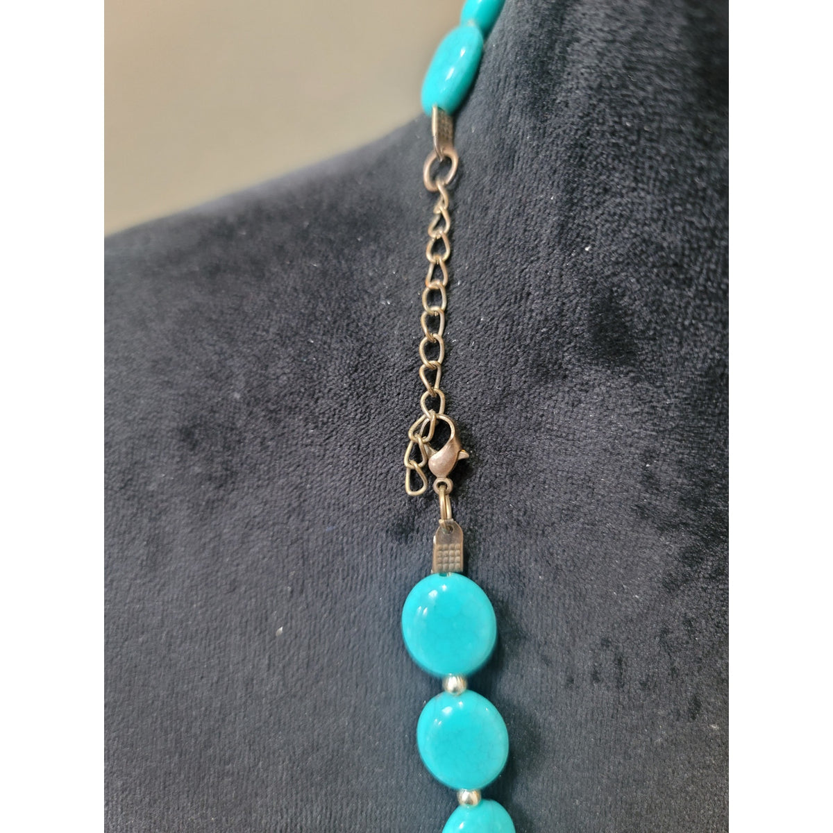 Women's Turquoise Beaded Layered Statement Necklace Gold Tone Chain Jewelry