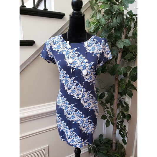 Old Navy Women's Blue Round Neck Short Sleeve Knee Length Sheath Dress Size PS