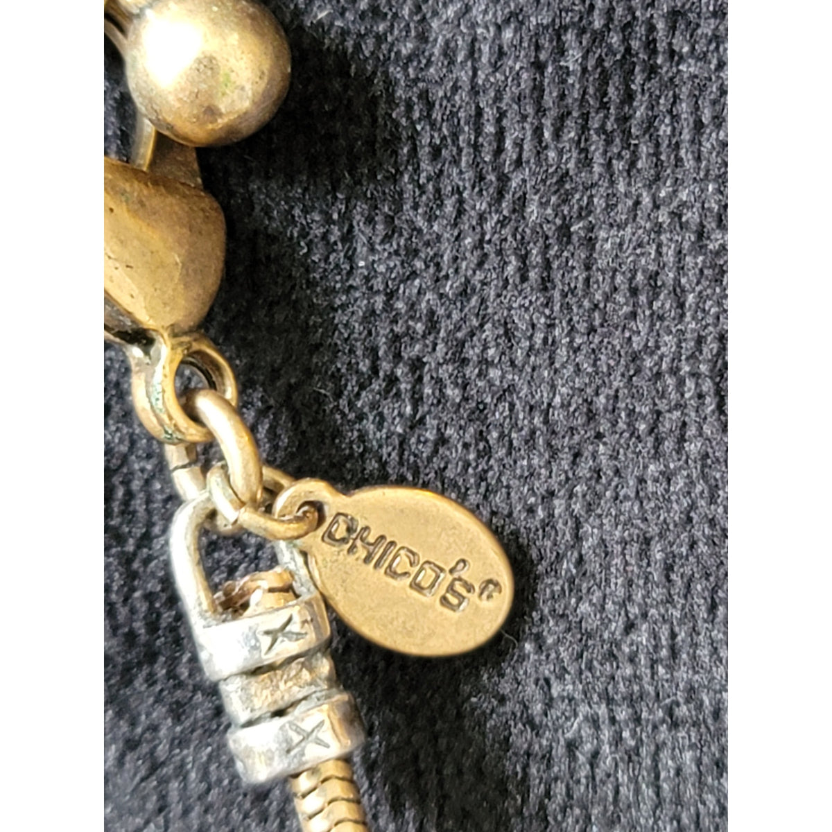 Chico's Women's Statement Necklace Gold Tone Pearl Beads Tassel Lobster Clasp